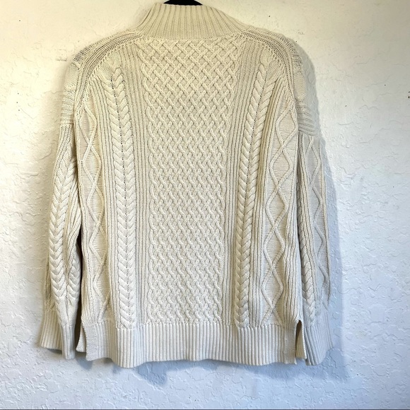 J Crew Long Cotton Cable Knit Mockneck Sweater Style BD709 - Picture 10 of 16